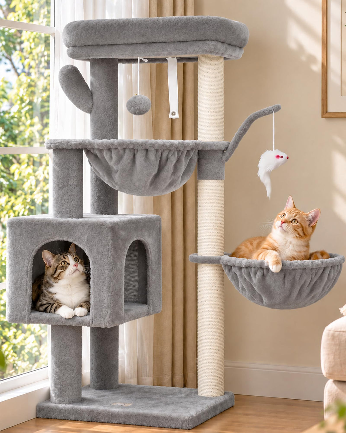 Cat Tree 40" Tower with All (Light Gray / 40 inch)