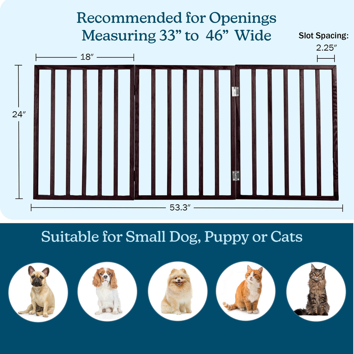 3 Panel Indoor Foldable Dog Fence for Stairs (Brown / 3 Panel)