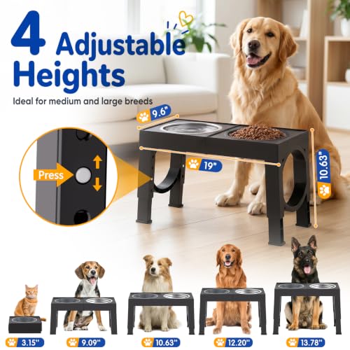 Elevated Dog Bowls Large Breed Raised Dogs Bowl Stand Large (A-Black)