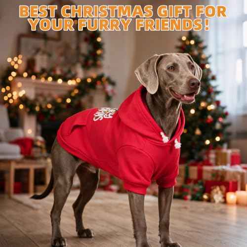 Christmas Dog Hoodie for Medium Large Dogs (Christmas Red / Large)