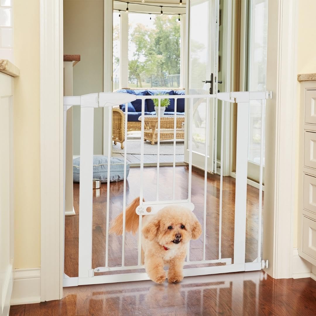 EasyPass Wide Walk Thru Pet Gate for Dogs and Cats (Walk Thru EasyPass / 30" Tall; 37.5" Wide / White)
