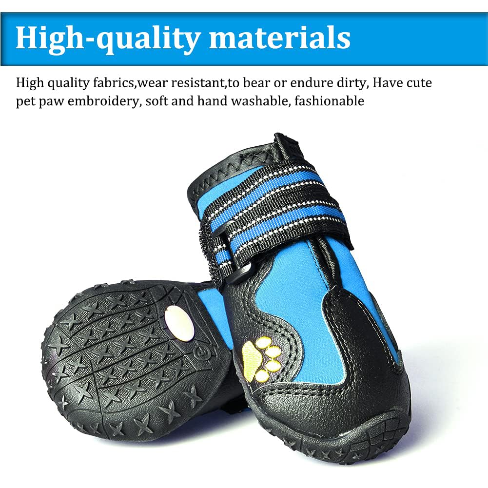 Dog Boots & Paw Protectors Non (Size 1: （2.3''x1.6'')(L*W) for 10-23 lbs / Blue)