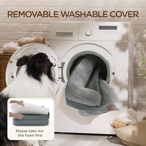 Self Warming Orthopedic Dog Bed Medium Size Dogs Washable Original (Self Warming-Grey / 28"l X 23"w X 6.5"th)