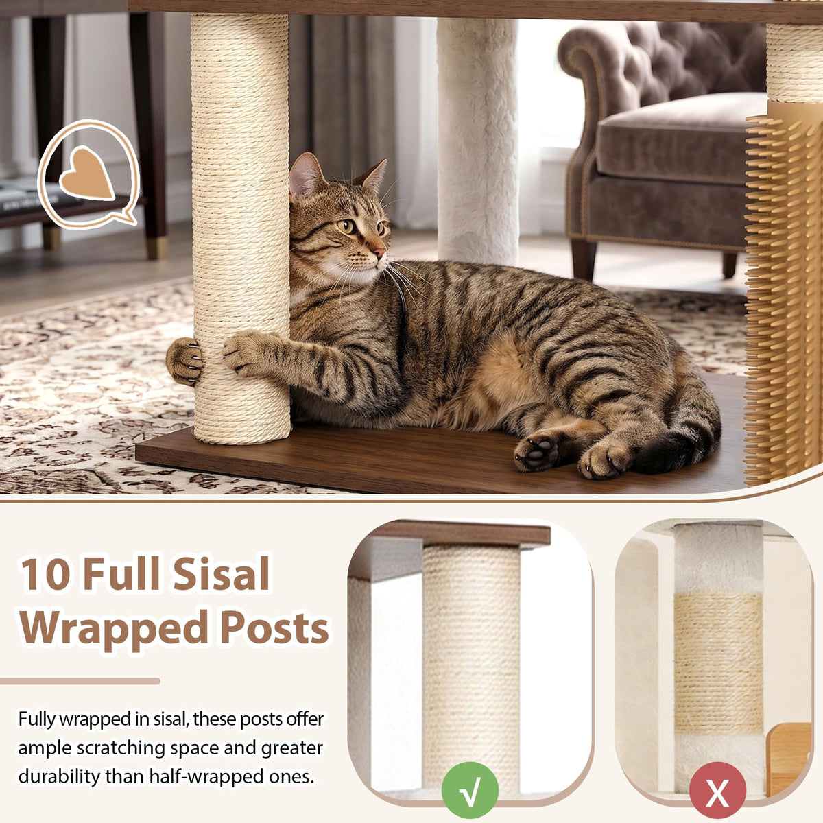 Cat Tree Wooden Multi (Walnut / 75.98 inches)