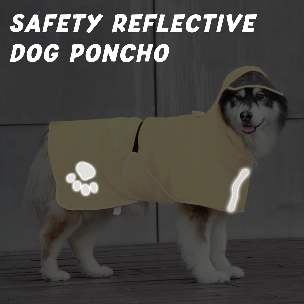 Dog Raincoat Hooded Slicker Poncho (Medium / Light Yellow)