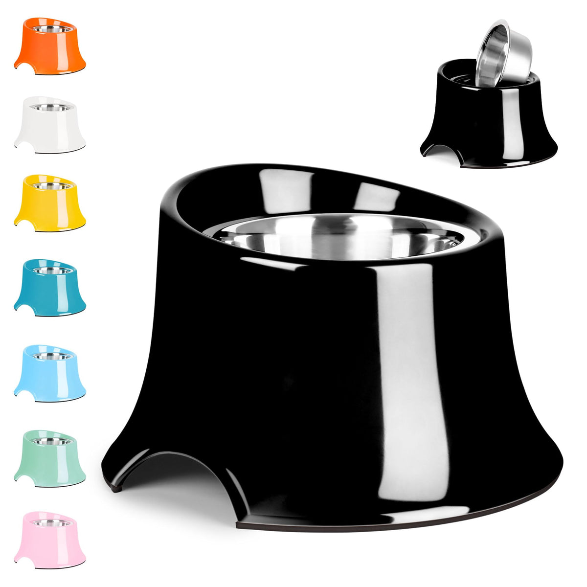 Tilted Elevated Dog Bowls Non (M/2 Cup / Black)