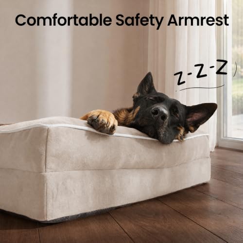 Orthopedic Extra Large Dog Bed Couch (44" x 29" x 7" / 04-Beige)