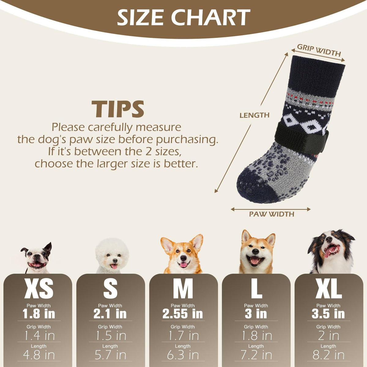 Anti Slip Dog Socks to Prevent Licking Paws for Hot Pavement (Navy / Medium)