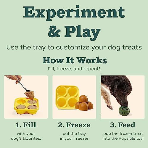 Pupsicle Dog Treat Toy with Silicone Treat Tray for Dogs 10 (Small Pupsicle + Treat Tray)