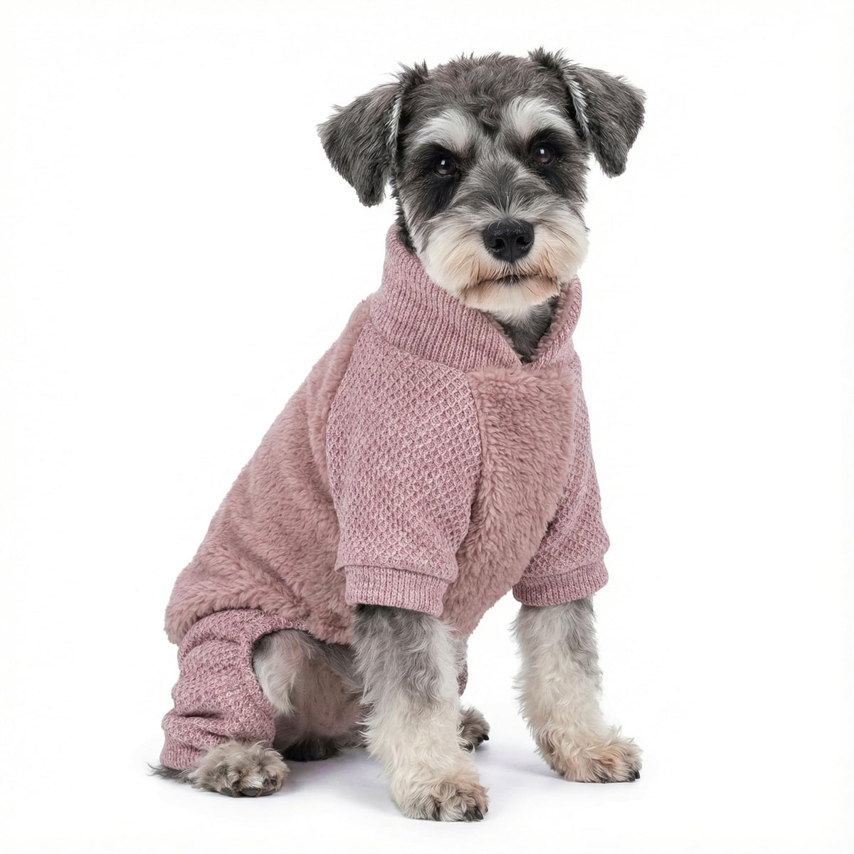 Collared Neck Fleece Dog Pajamas (Large / Pale Violet Red)