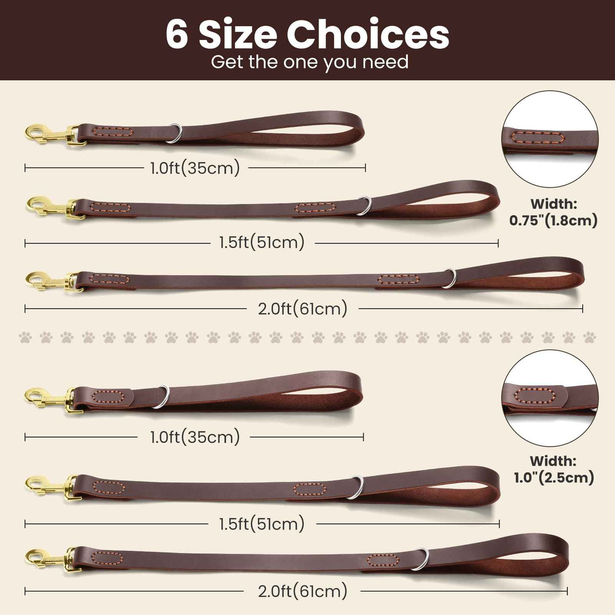 Leather Dog Leash (2.0 ft L x 0.75 in W)