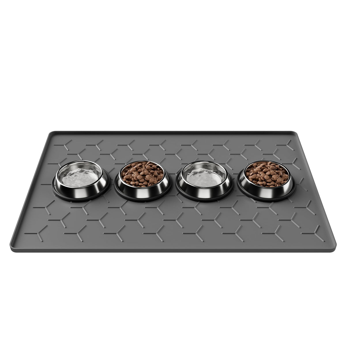 Silicone Dog Cat Food Bowl Mat (L-34''X22'' / Dark Gray)