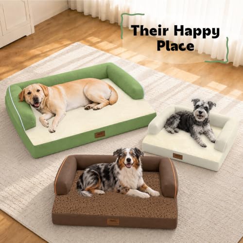 Orthopedic XL Dog Bed with Bolster for Extra Large Size Dogs (42.0"L x 30.0"W x 8.0"Th / Grass Green)