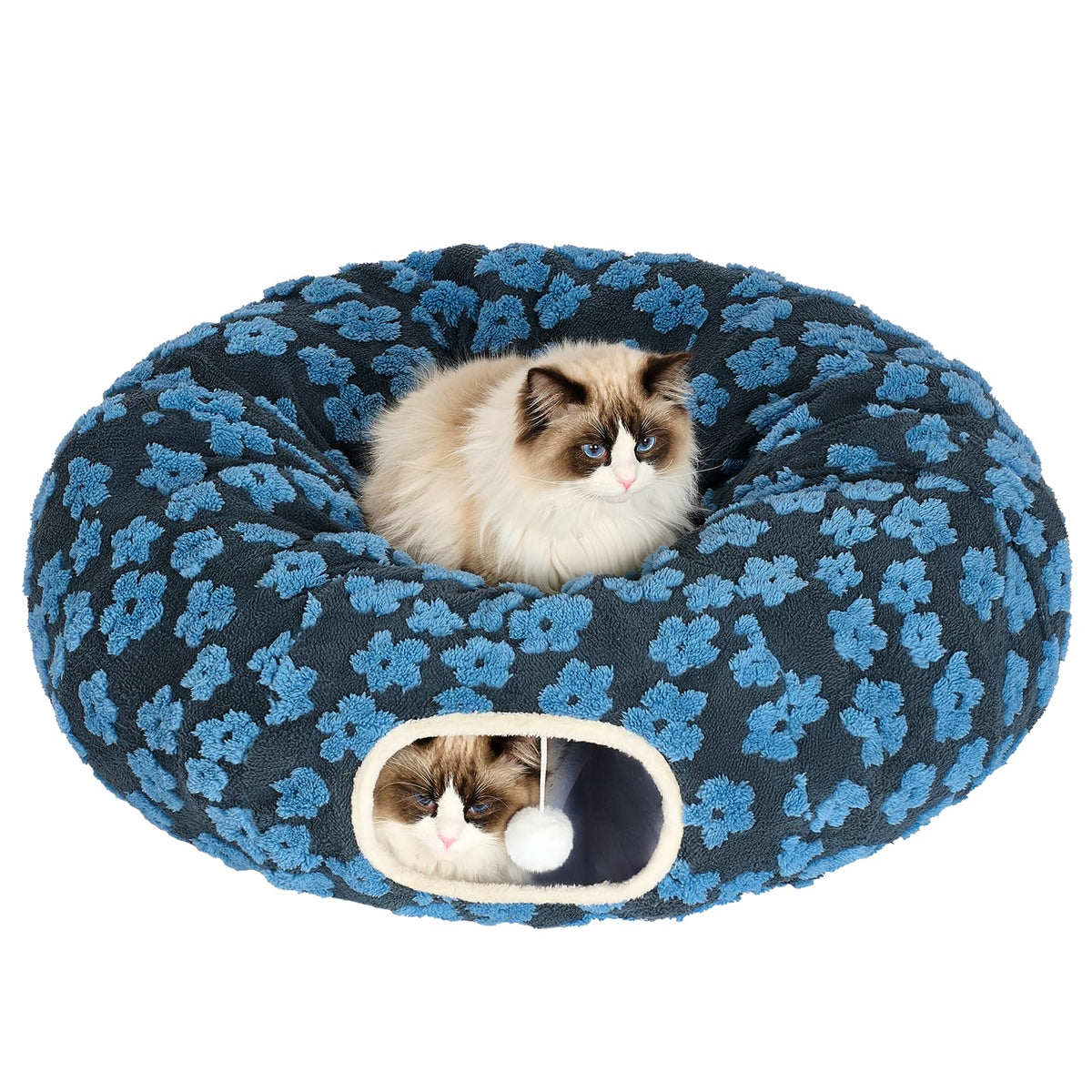Cat Tunnel Bed with Soft Cushion for Indoor Cats and Kittens
