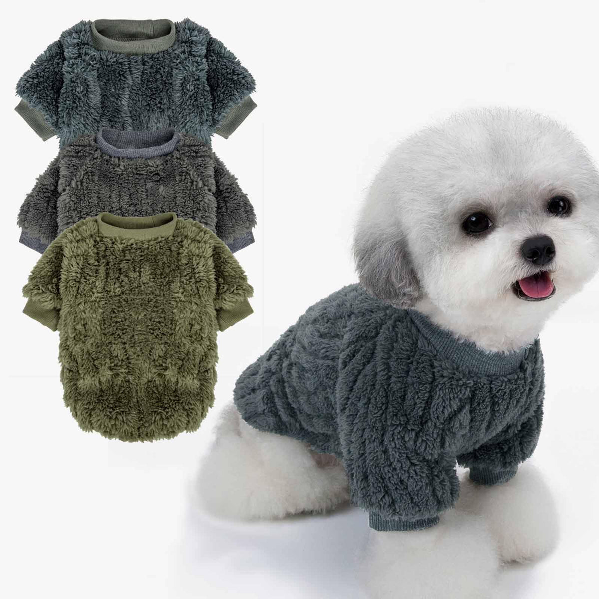 Dog Sweater 3 (Dark teal,Army green,Dark grey / X-Small)