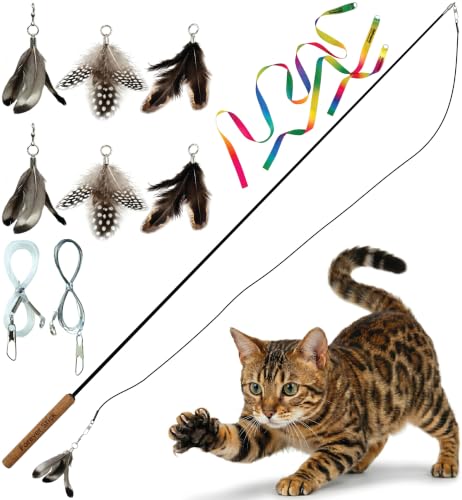 Forever Stick Durable Cat Wand Toy (Forever Stick and Extra Toys and Strings)