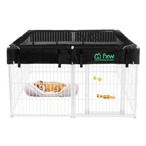 Homeplus Indoor Dog Playpen with Mesh Top Cover (White / 32"H)