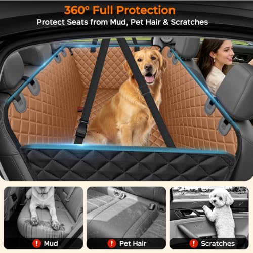 Dog Car Seat Cover for Back Seat (Tan / Standard - 54" Length)