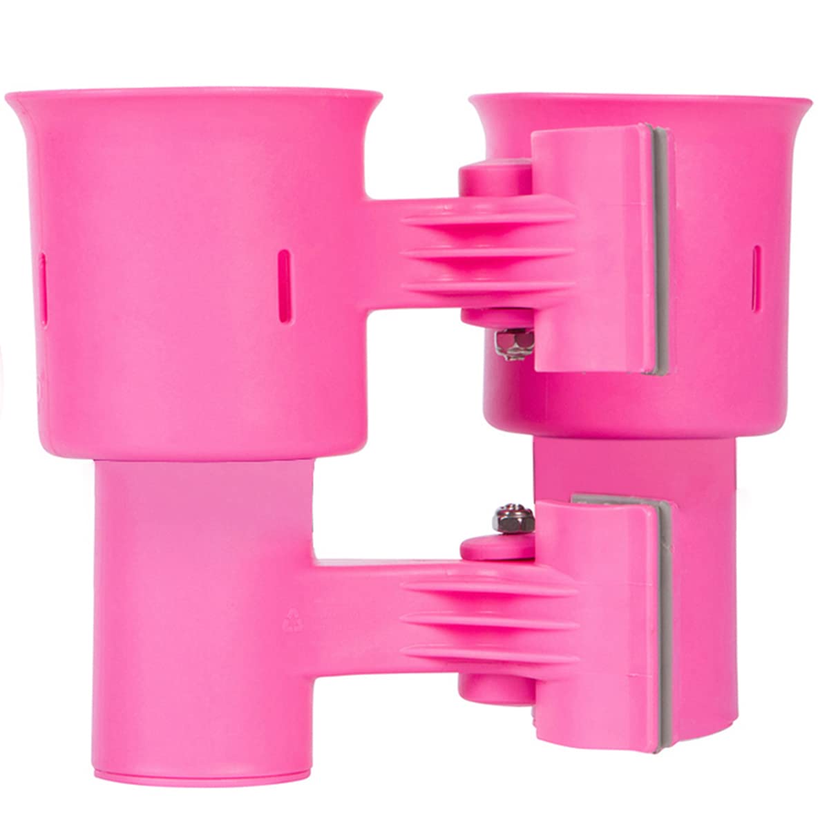 Hot Pink EZ-Spring), Patented Clamp On Boat Cup Holder |Multifunction Dual Drink Caddy for Fishing Poles, Tools, Net |Portable Storage for Boating, Beach, Umbrellas, Golf Carts, Strollers (Hot Pink / EZ-Spring)
