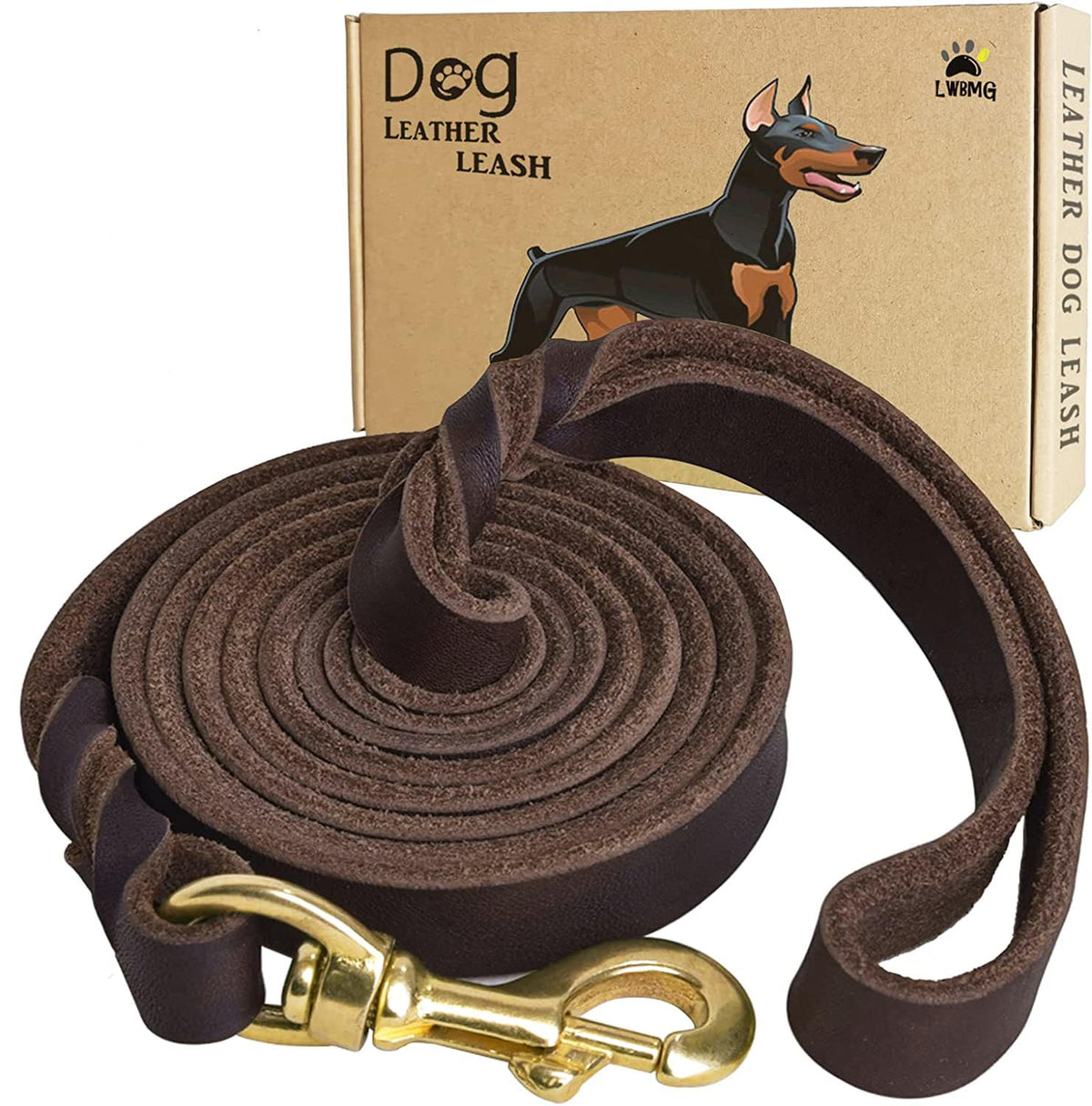 Heavy Duty Genuine Leather Dog Leash 6ft x 5 (6 ft x 5/8 inch / Brown)