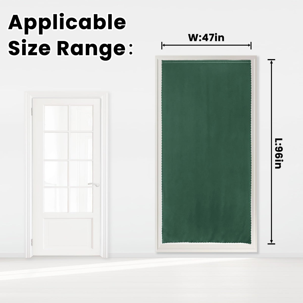 Blackout Curtains for Bedroom Sticky Curtain Blackout Window Cover Self Adhesive Curtains Rod No Drillng (47"W x 96"L (Pack of 1) / Dark Green)