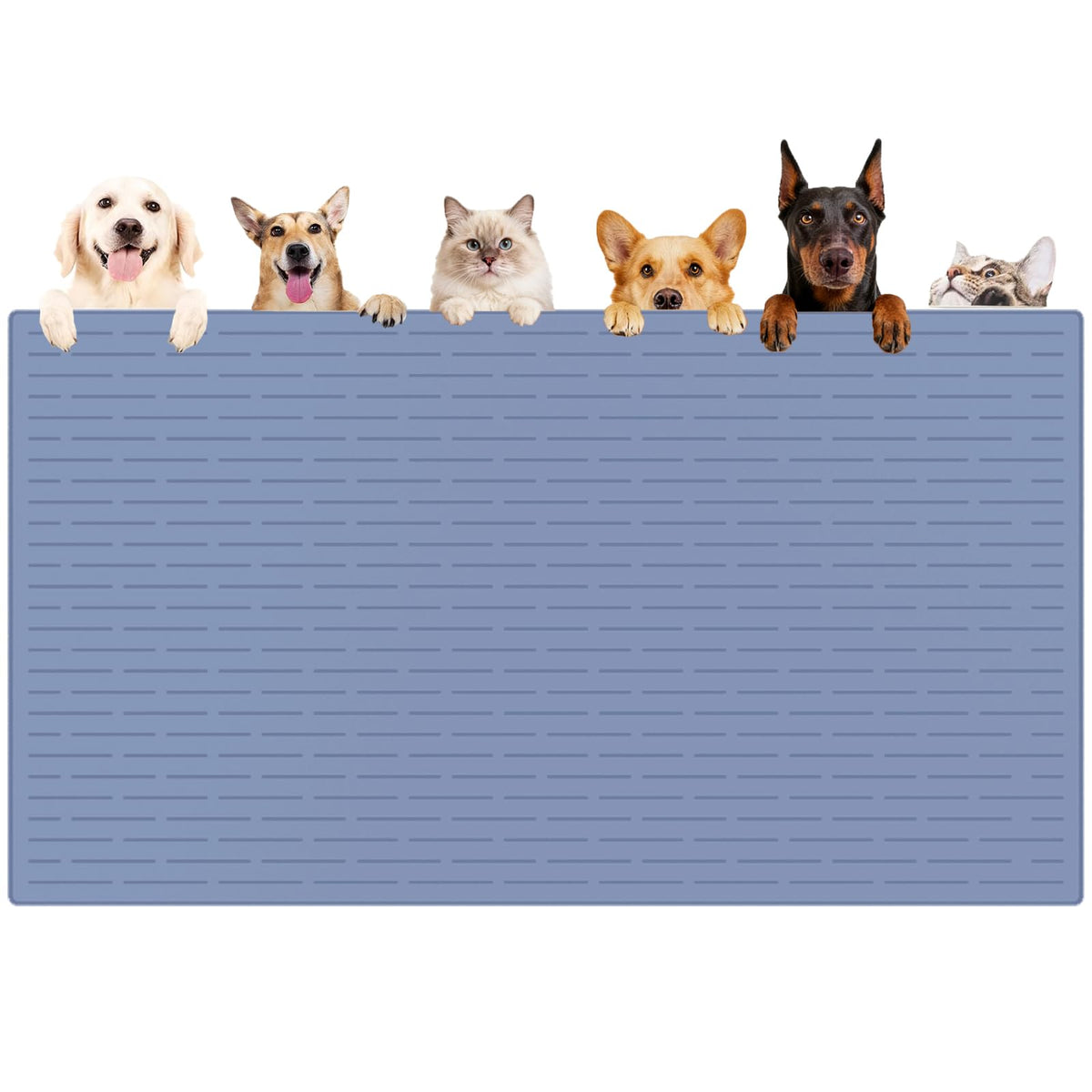 XXXXL Largest Pet Food Mat (Lake Blue / 51.2"L x 25.6"W)