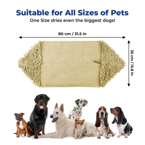 Doggy Dryer Highly Absorbent Microfiber Washable Dog Shammy Quick Drying Towel Absorber (31.5"L x 14"W / Beige)
