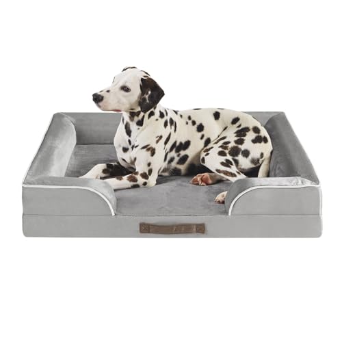 Orthopedic Dog Bed for Large Dogs (All-Foam Bolster Bed / Ally Grey / Large (35" x 25" x 6.5"))