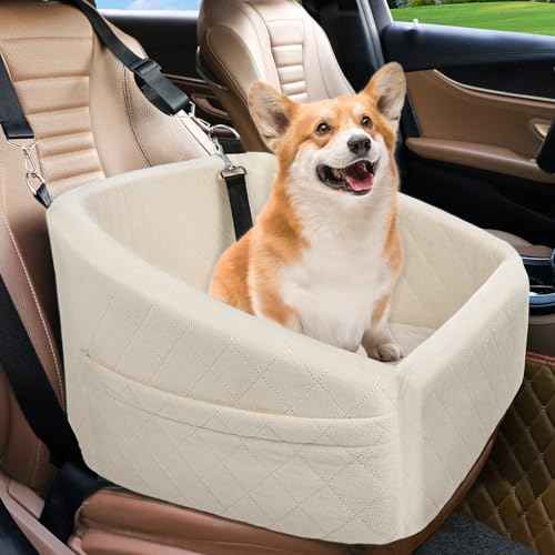 Dog Car Seat for Small Medium Dogs (White)