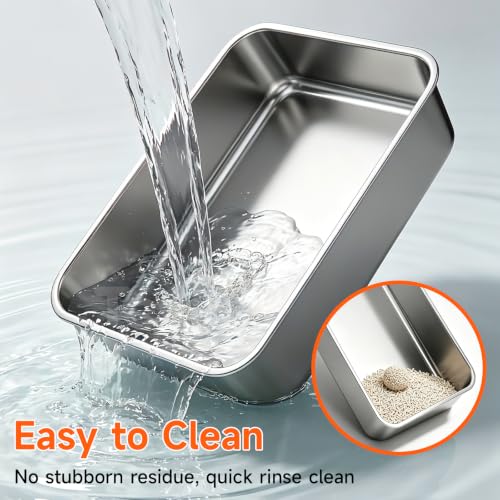 2 Pack XL Stainless Steel Litter Box with High Sides for Large Cat (Gray-2Pack)