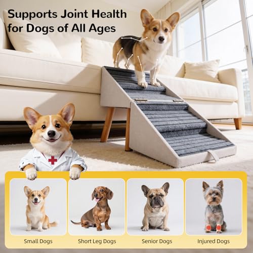 Dog Stairs for Small Dogs (Light Beige / XL(17.13”H))