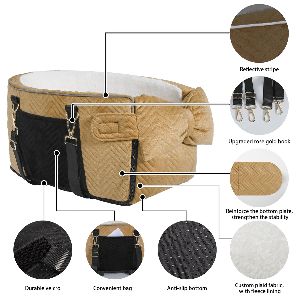 Dog Car Seat for Small Dogs Adjustable Portable Center Console Dog Car Seat Removable Cat Booster Cars Seats
