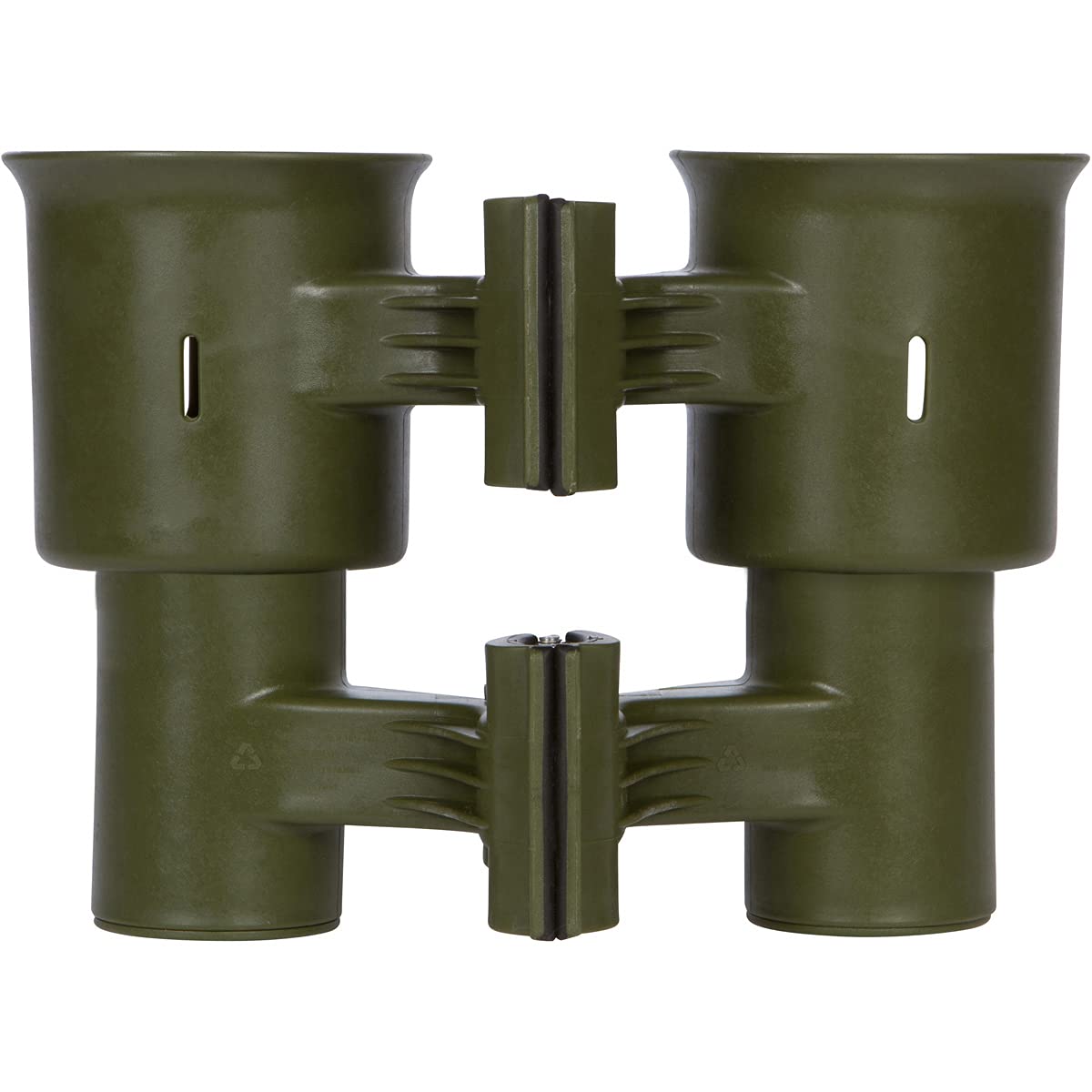 Olive), Patented Clamp On Boat Cup Holder |Multifunction Dual Drink Caddy for Fishing Poles, Tools, Net, Gaff |Portable Storage for Boating, Beach, Umbrellas, Golf Carts, Strollers (Olive / Standard Spring)