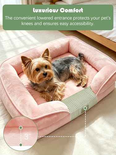 Orthopedic Dog Bed with Sides (24.0"L x 18.0"W x 6.0"Th / Pink)