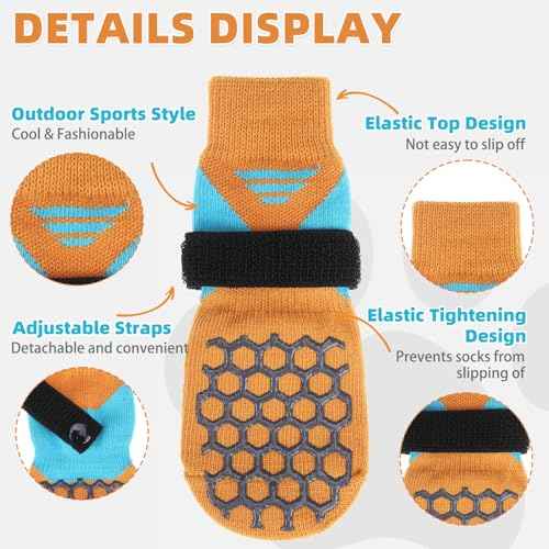 Dog Socks Shoes for Hot Pavement (Orange / X-Large(4 Pack))