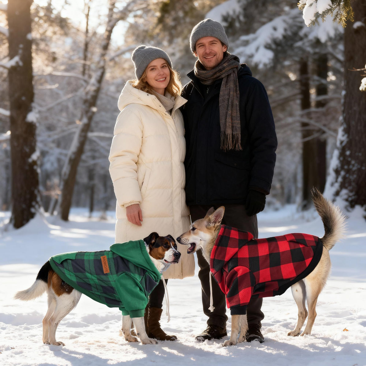 Dog Basic Hoodie Soft Dog Clothes Cold Weather Sweaters for Medium Large Dogs Cozy Fabric Warm Sweatshirt with Leash Hole for Boys (Green Plaid / L (Back: 20.47",Chest: 28.35",20-35lbs))