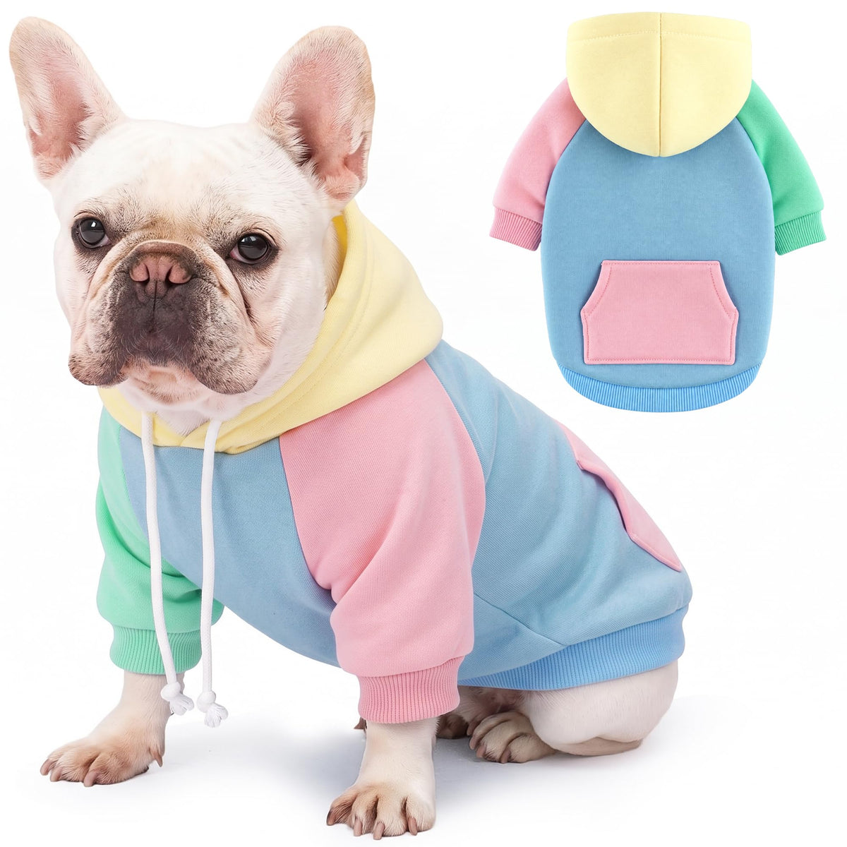 Dog Basic Hoodie Soft Dog Clothes Cold Weather Sweaters for Medium Large Dogs Cozy Fabric Warm Sweatshirt with Leash Hole for Boys (Sweet Candy / M (Back: 16.54",Chest: 22.05", 10-20lbs))