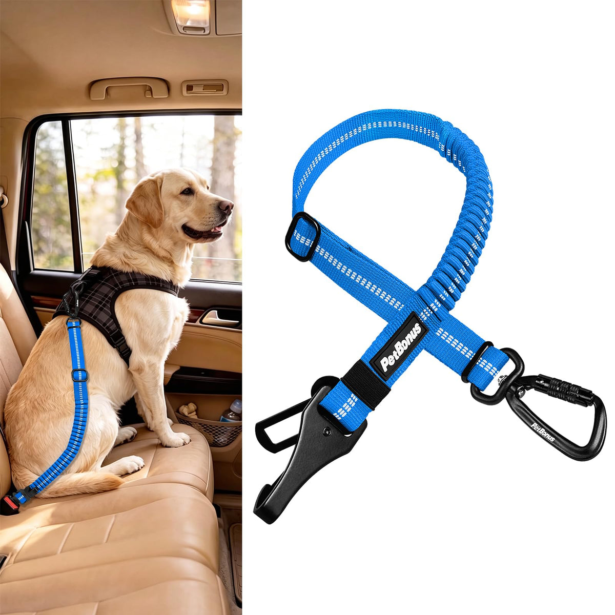 Dog Seat Belt for Car (Sporty Blue / 1 Pack)