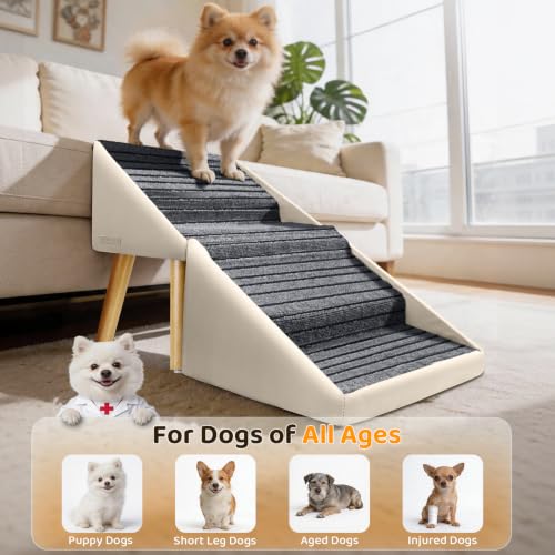 Dog Stairs for Small Dogs (Beige / 17in Couch)