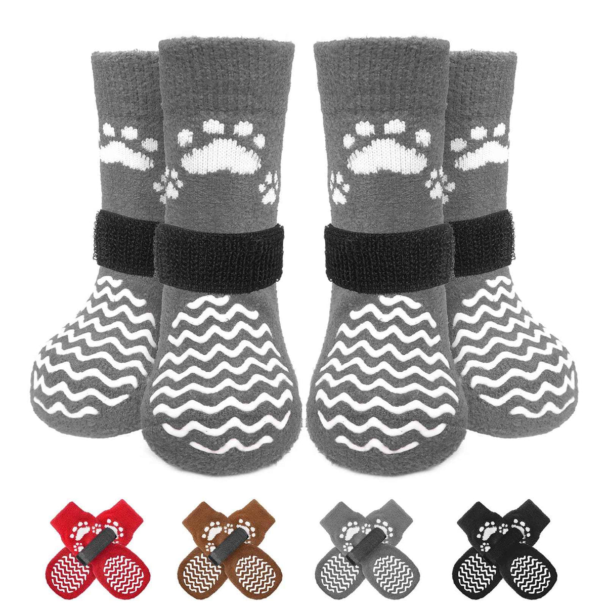 Anti Slip Dog Socks to Prevent Licking Paws for Hot Pavement (Thick Grey / Small)