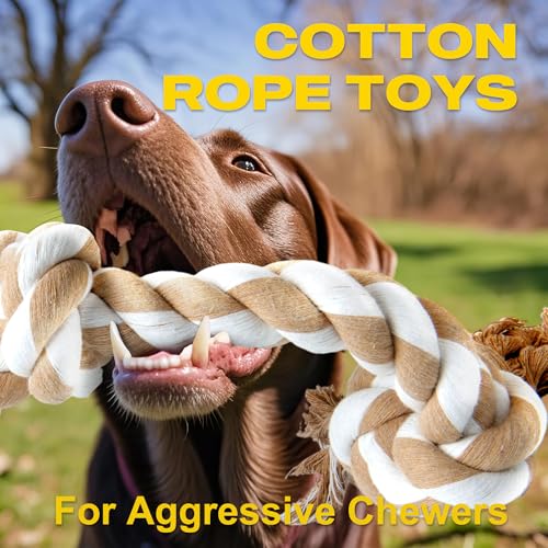 Dog Rope Toys for Medium Large Dogs (White-3 knots / Large)