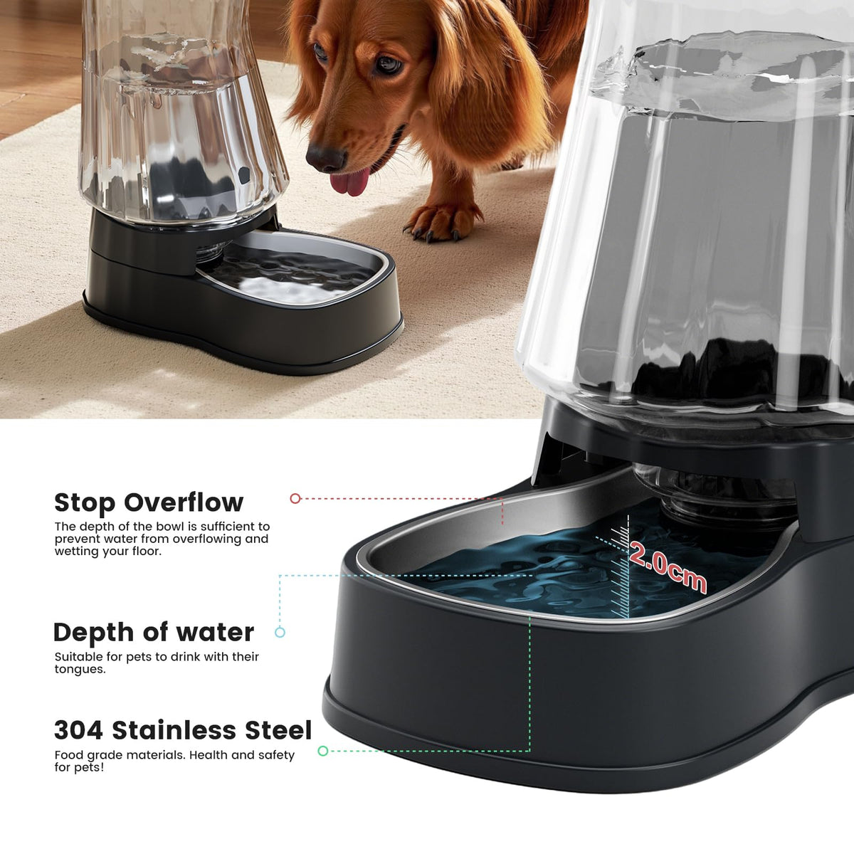 Automatic Dog Water Dispenser (Dark Grey / 1.6 Gallon)