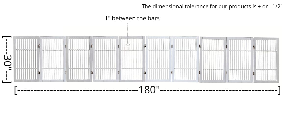 Pet Dog Gate Freestanding (10 Panel 30" Tall / White Pet Gate)