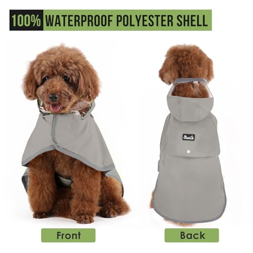 Dog Raincoat Ultra Lightweight Rain Jacket (X-Small / Gray)