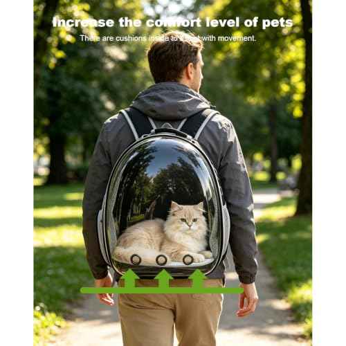 Expandable Pet Backpack 14"×15"×16.5" Cats Dogs Carrier Bag (Front Expandable-Black / 14.0"L x 15.0"W x 16.5"H)