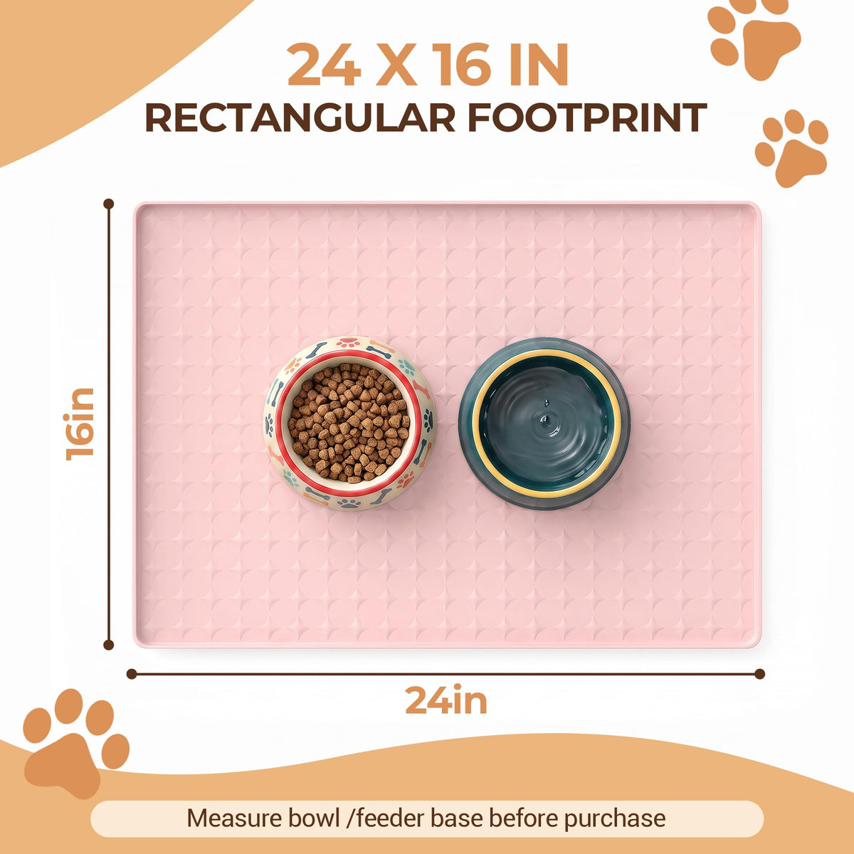 Silicone Pet Feeding Mat (Pink / 24"L x 16"W)