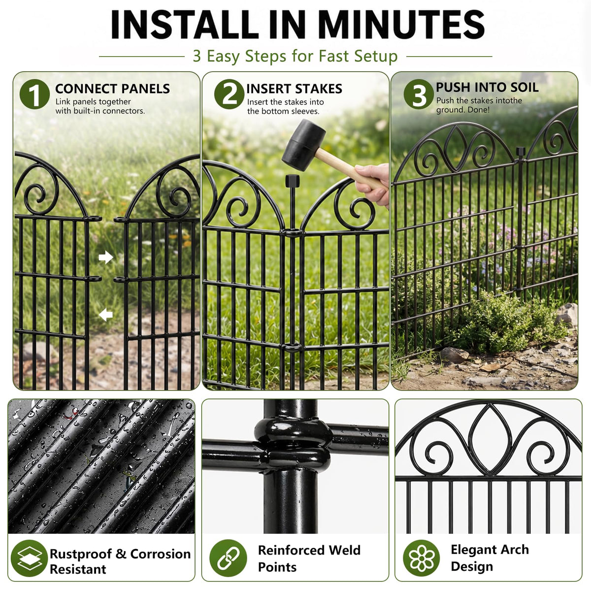 No Dig Garden Fence Outdoor for Yard (28 in(H) X 19.6 ft(L))