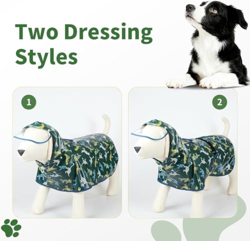 Dog Raincoat Waterproof Windproof Dog Rain Jacket with Hood (Green / 4XL(50-55lbs))