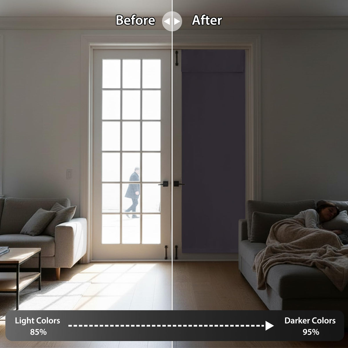 Blackout French Door Curtain (Grayish Purple / 26"W x 69"L (Pack of 1))