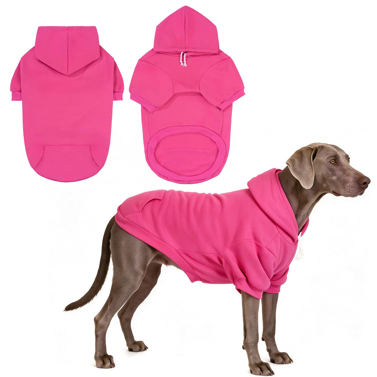 Dog Hoodie for Large Medium Small Dogs (Deep Pink / X-Large)